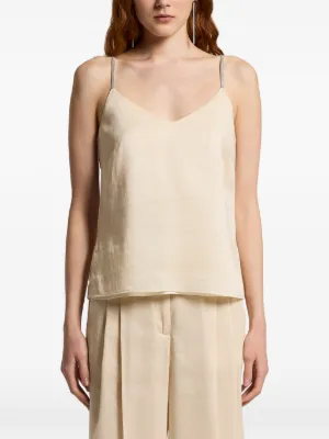 Top Peserico Embellished Straps Sleeveless alb
