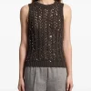 Top Peserico Sequinned Cotton maro