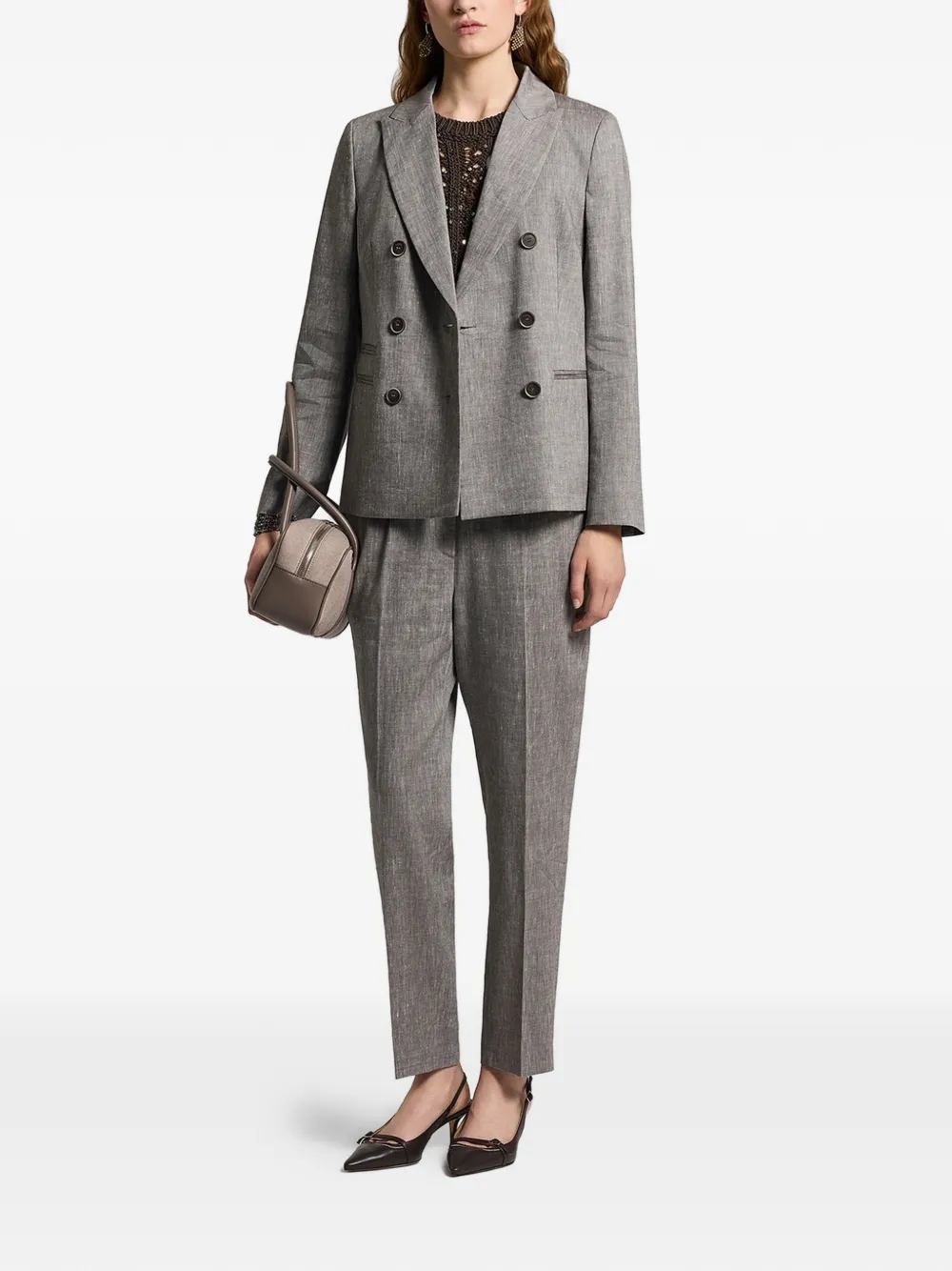 Top Peserico Sequinned Cotton maro - imagine 3