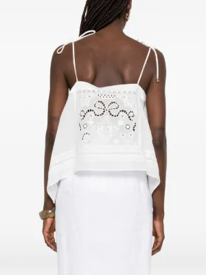 Alternative view of Top Self-Portrait Lace Tie-Strap alb