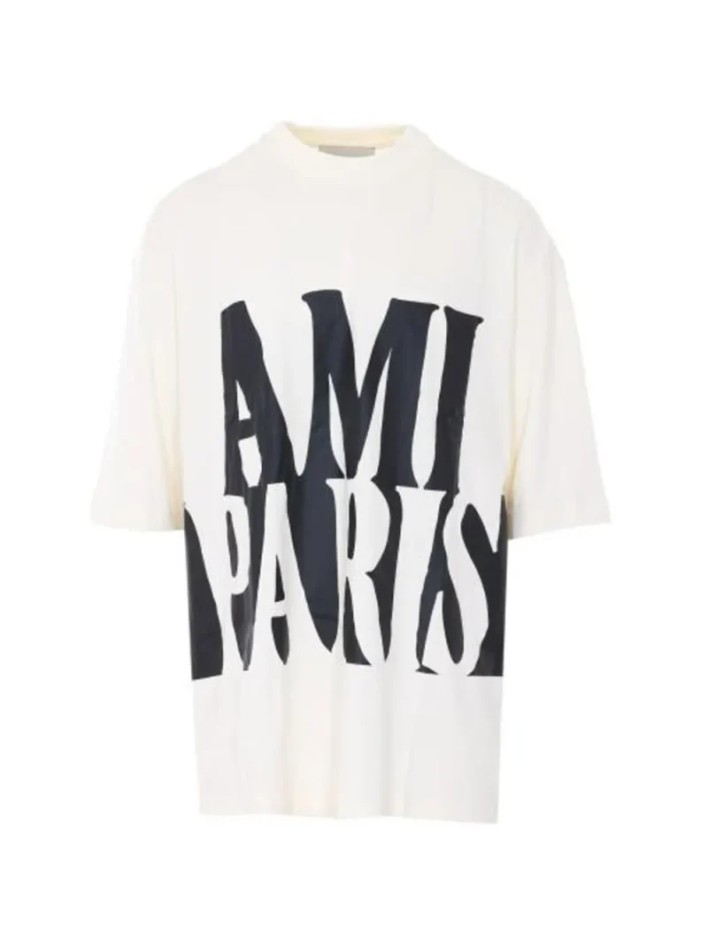 Tricou AMI Paris Logo-Detail bej