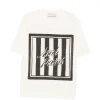 Tricou Ami Paris Logo-Print Striped-Patch alb