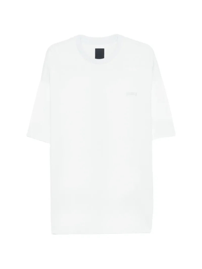 Tricou Juun.J Floral-Print Logo-Embroidered alb