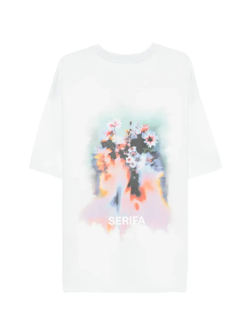 Alternative view of Tricou Juun.J Floral-Print Logo-Embroidered alb