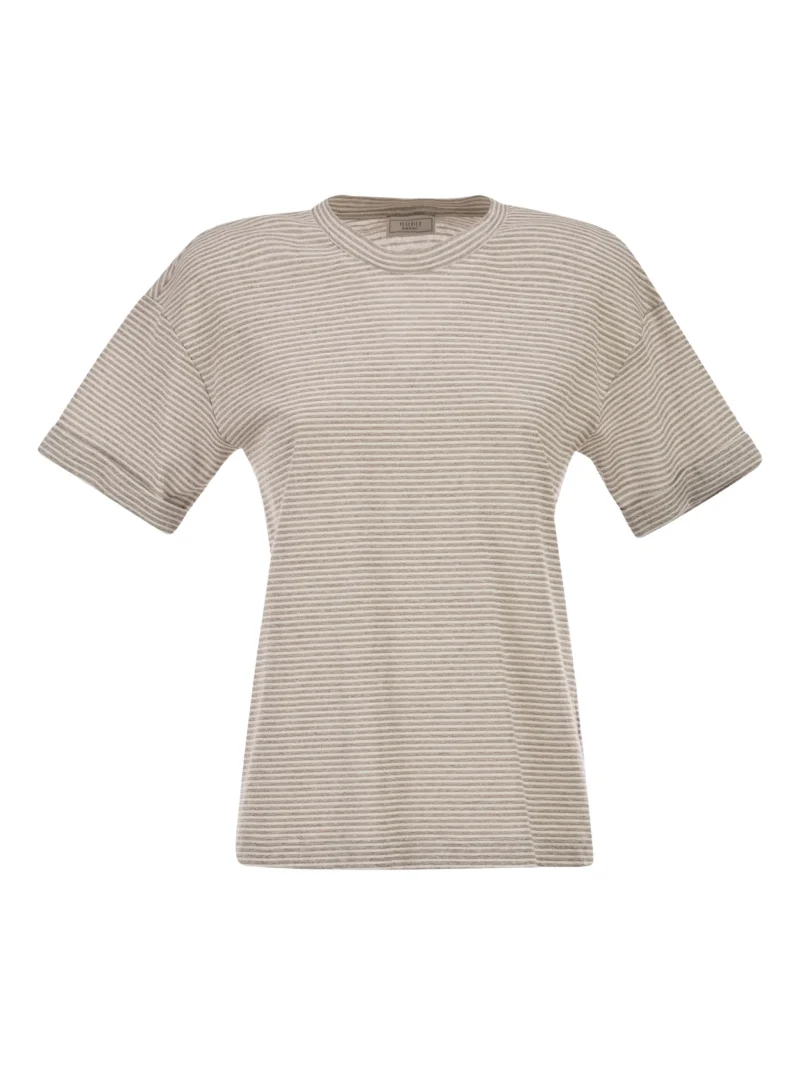 Tricou Peserico Striped Crew-Neck bej