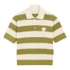 Tricou polo AMI Paris Ami De Coeur Striped verde