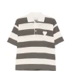 Tricou polo AMI Paris Striped Heart Polo gri