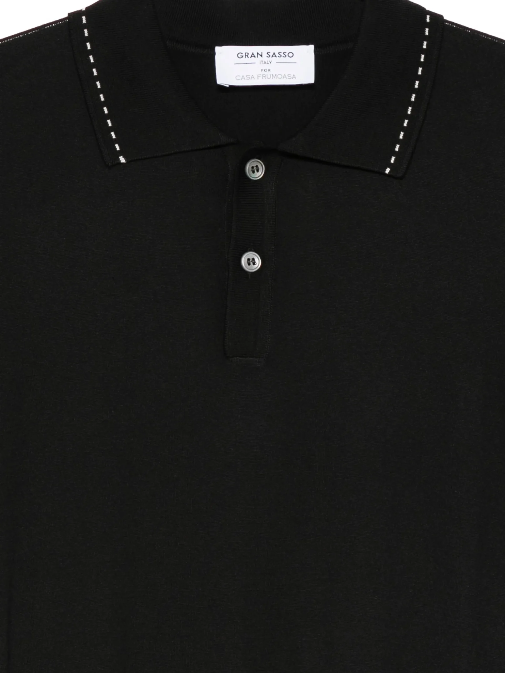 Tricou polo Gran Sasso Embroidered-trim negru - imagine 3
