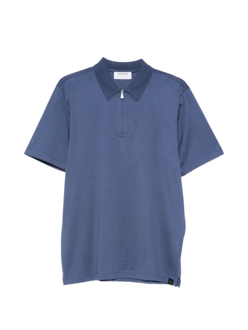 Tricou polo Gran Sasso Zip-Fastening Polo bleumarin