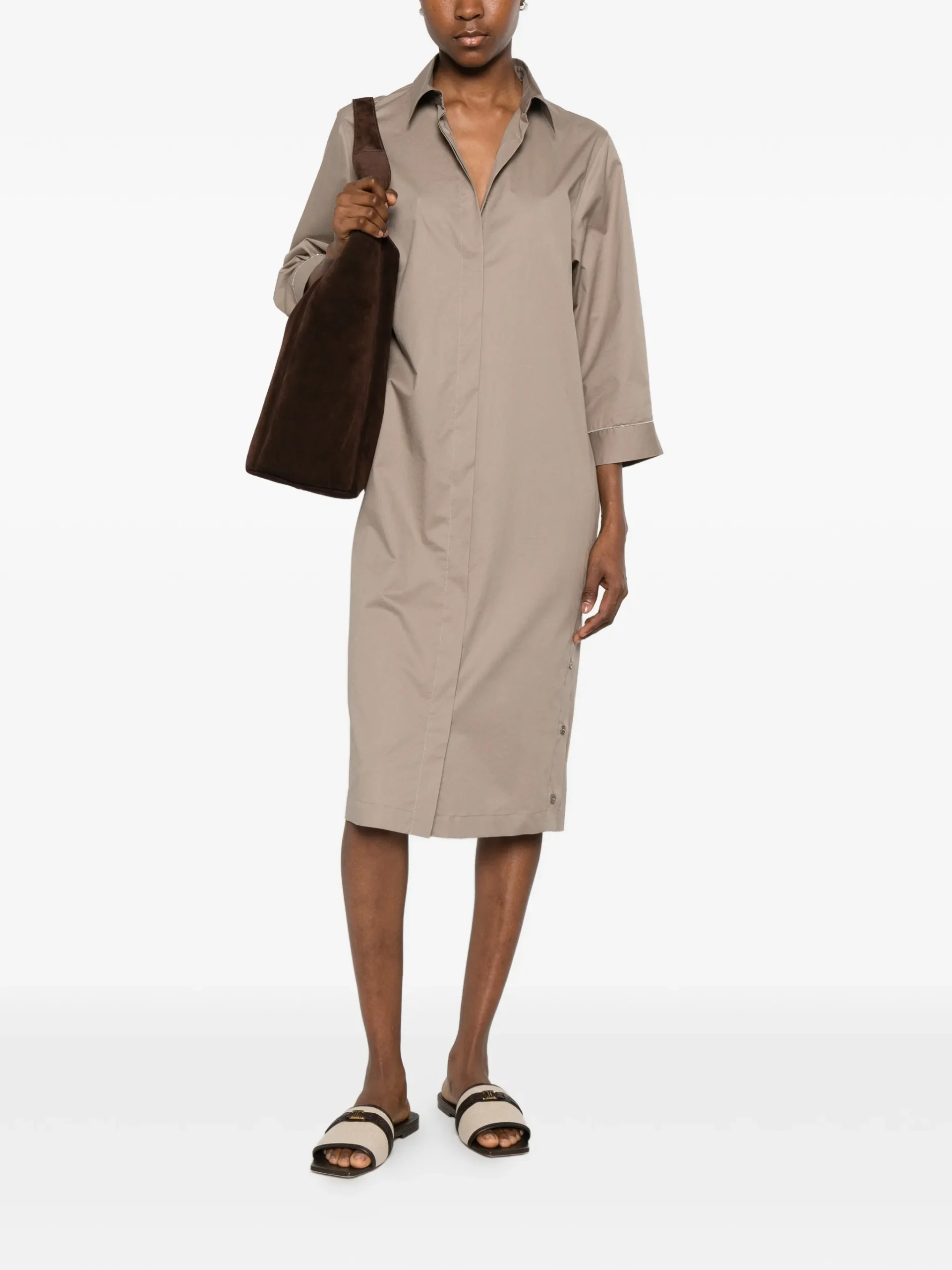 Rochie midi Peserico Button-Down Shirt maro - imagine 4