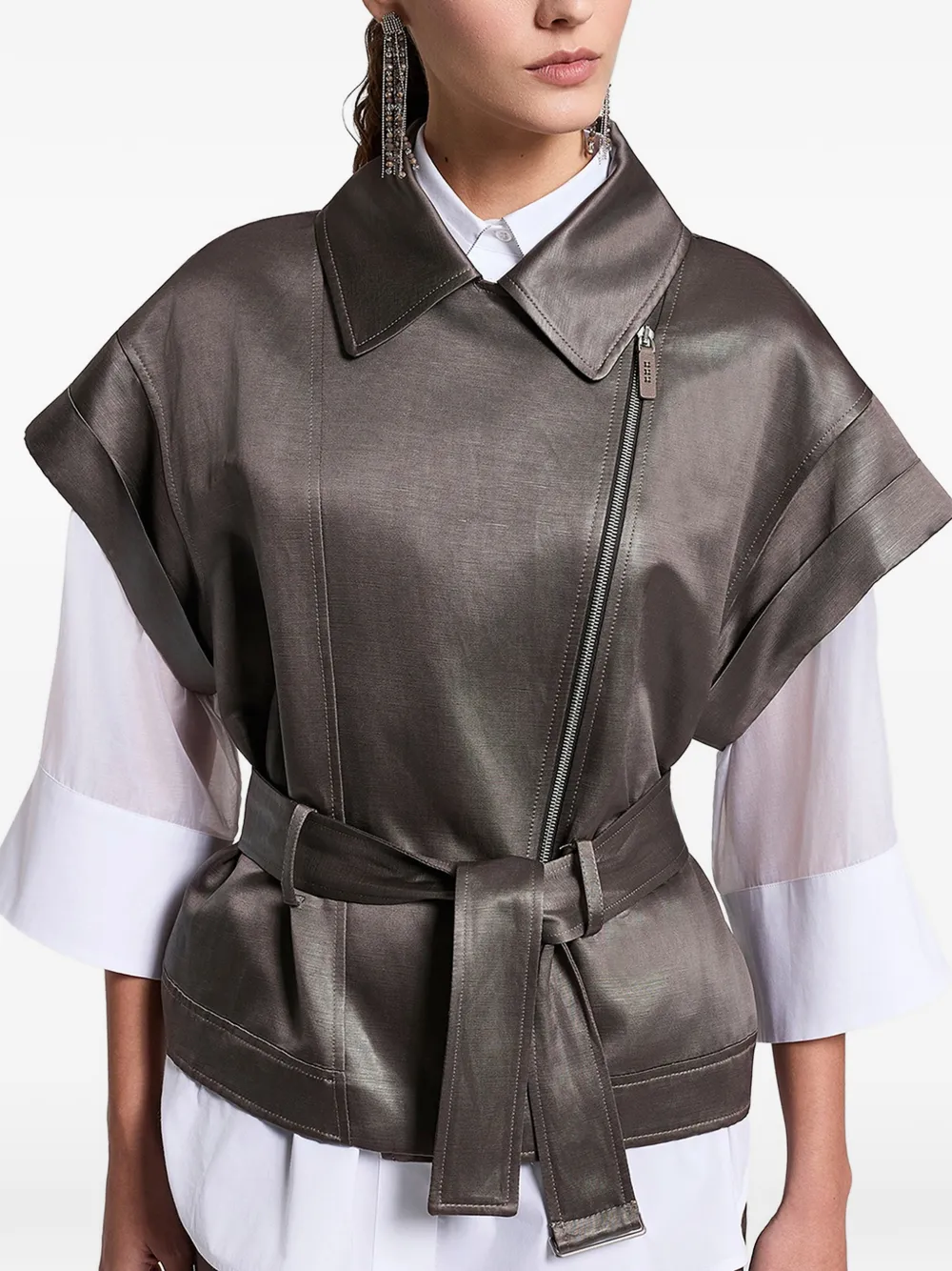 Vesta Peserico Belted Zip-Up maro - imagine 4