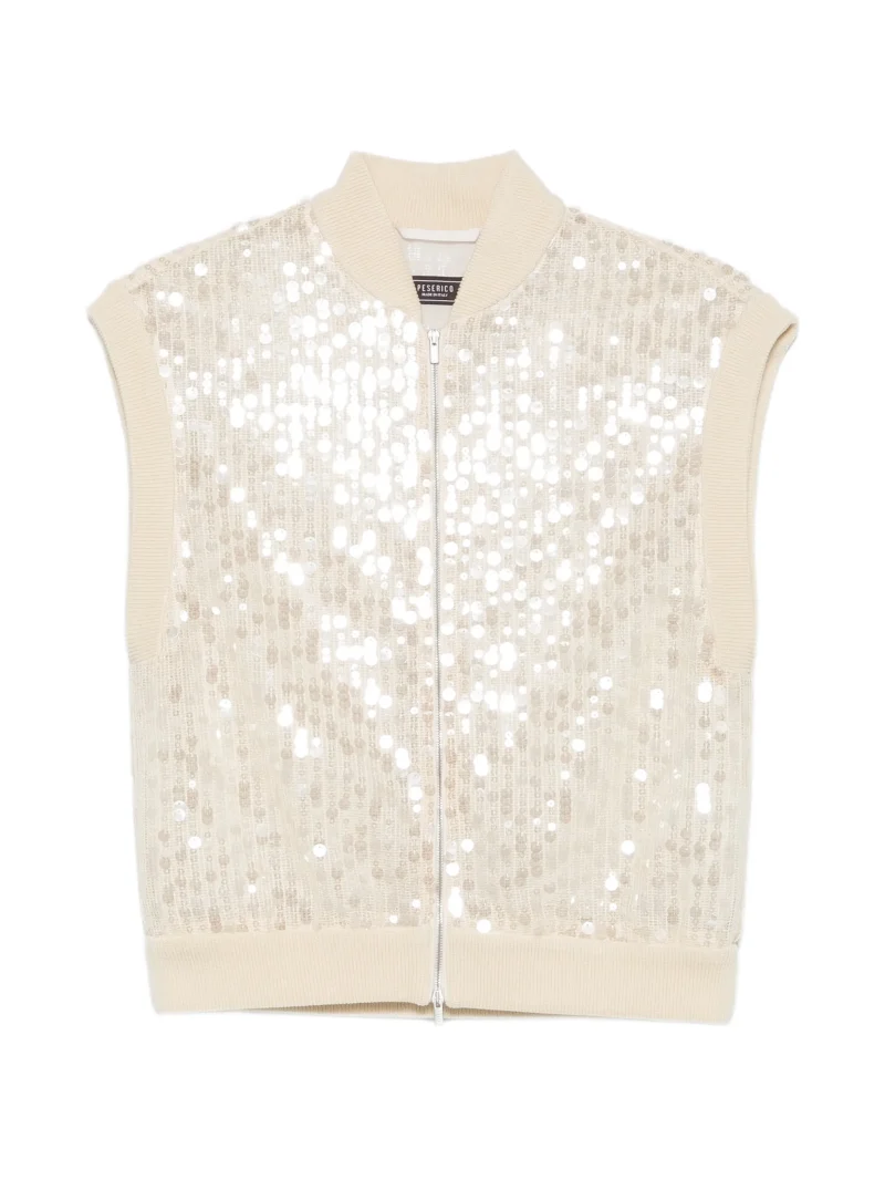 Vesta Peserico Sequin-Embellished Zip-Fastening bej