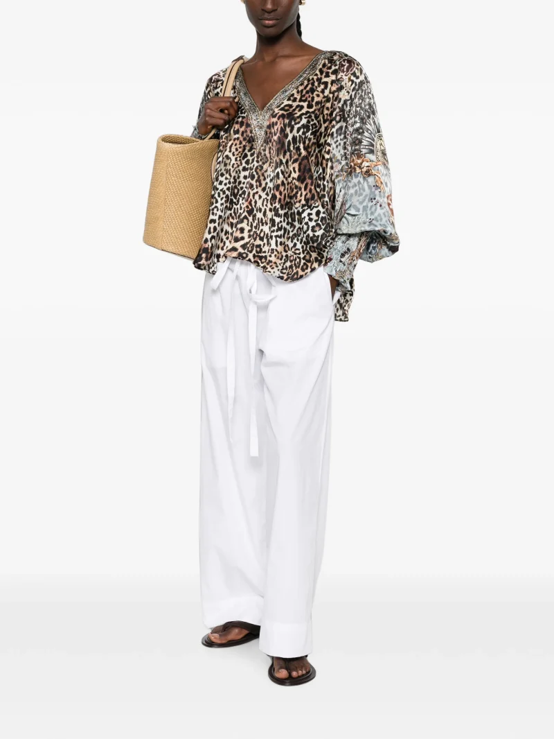 Alternative view of Bluza Camilla leopard-print crystal-embellished maro
