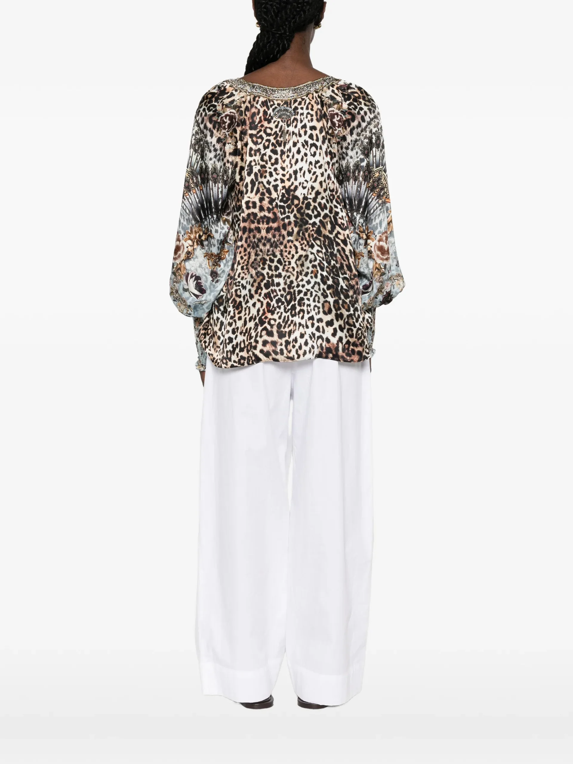 Bluza Camilla leopard-print crystal-embellished maro - imagine 4