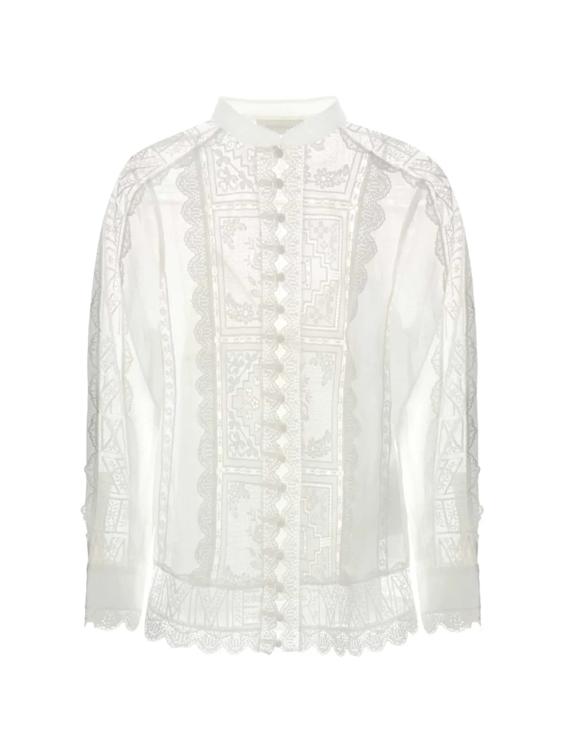 Camasa ZIMMERMANN Aster lace-panelled alb