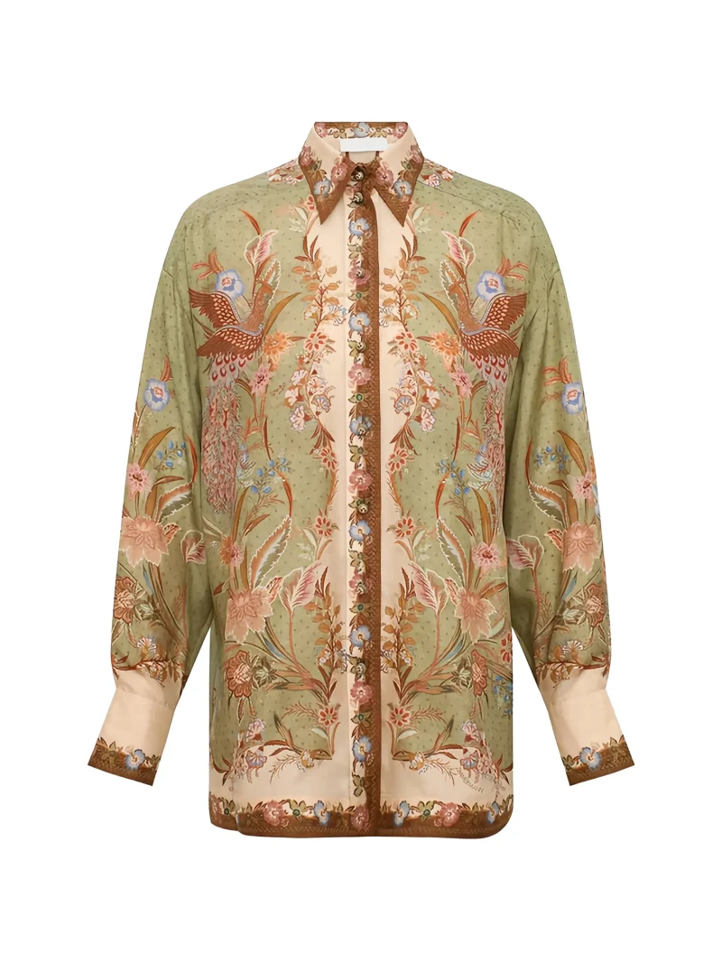 Camasa Zimmermann Indra floral-print khaki