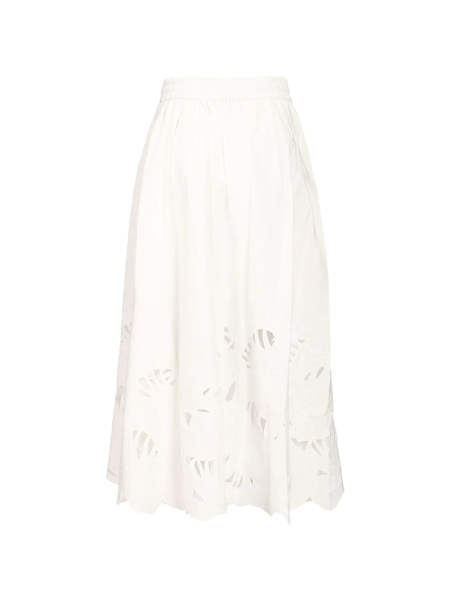 Fusta midi Zimmermann Mahon embroidered alb - imagine 2