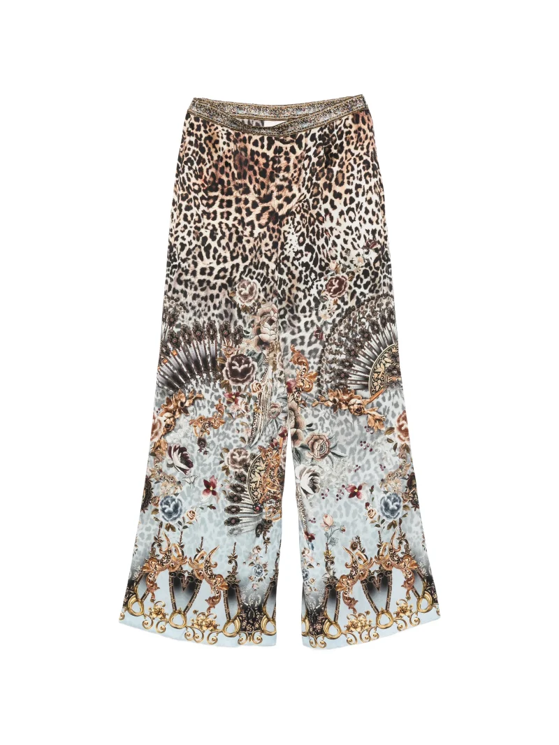 Pantaloni Camilla crystal-embellished palazzo maro