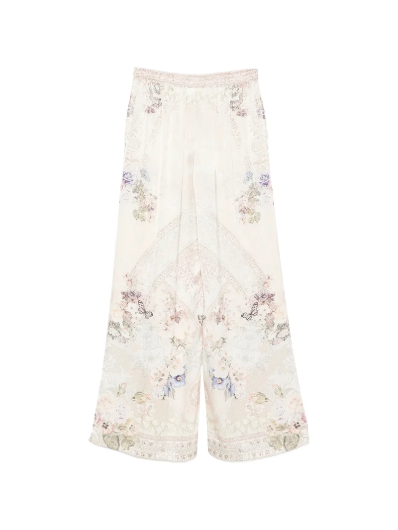 Alternative view of Pantaloni Camilla floral-print wide-leg palazzo multicolor