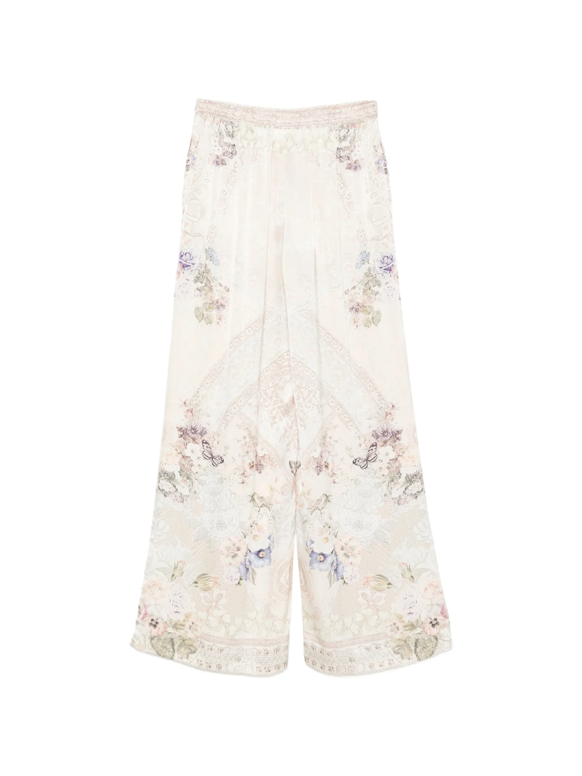 Pantaloni Camilla floral-print wide-leg palazzo multicolor - imagine 2