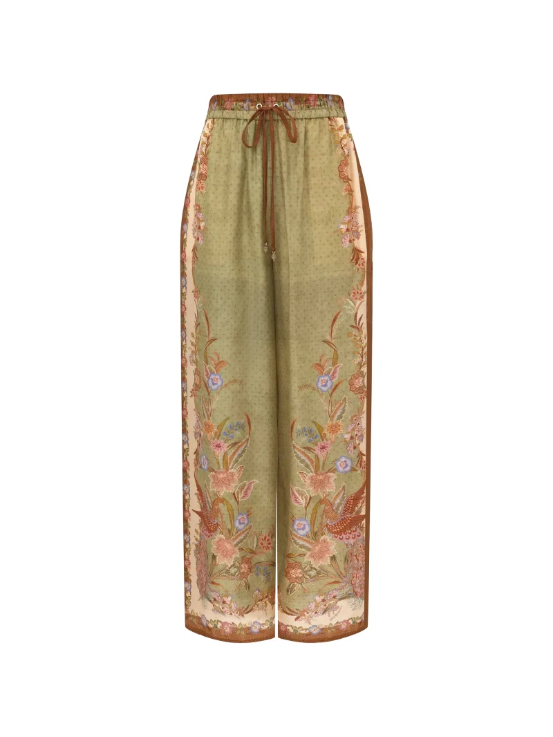 Pantaloni Zimmermann Indra floral-print khaki