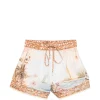 Pantaloni scurti ZIMMERMANN Mahon island map linen multicolor
