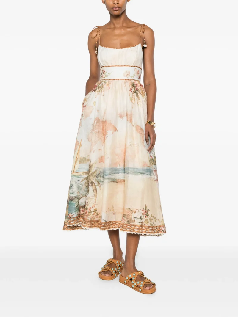 Alternative view of Rochie ZIMMERMANN map-print tie-strap multicolor