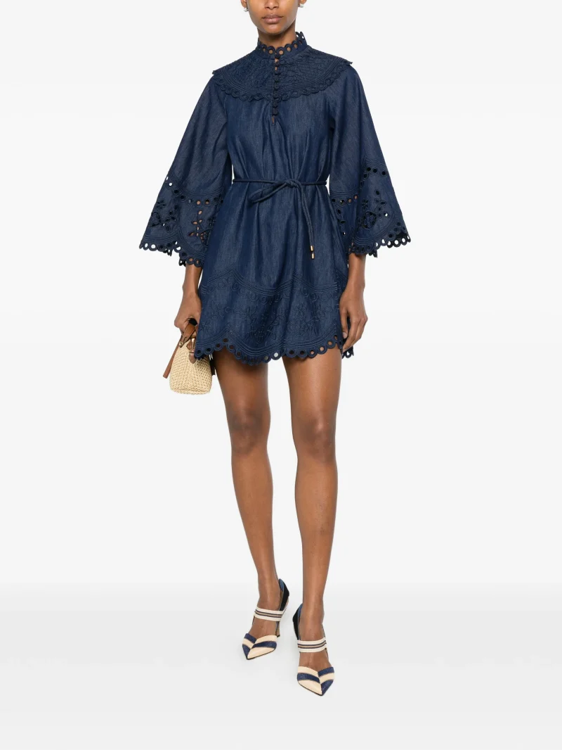 Alternative view of Rochie Zimmermann broderie-anglaise belted albastru