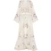 Rochie maxi Camilla crystal-embellished floral-print crem