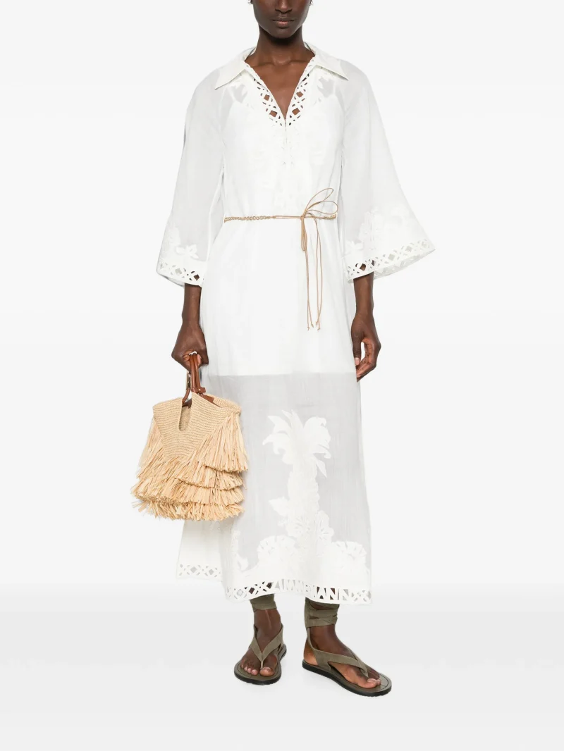 Alternative view of Rochie maxi ZIMMERMANN Indra embroidered lace-trim alb