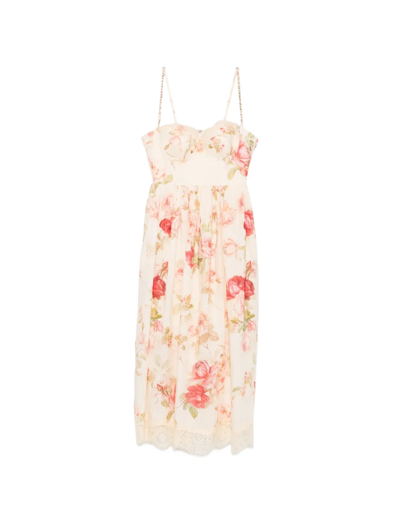 Rochie midi Zimmermann Roselight Picnic floral-print linen multicolor