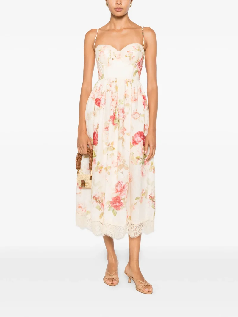 Alternative view of Rochie midi Zimmermann Roselight Picnic floral-print linen multicolor