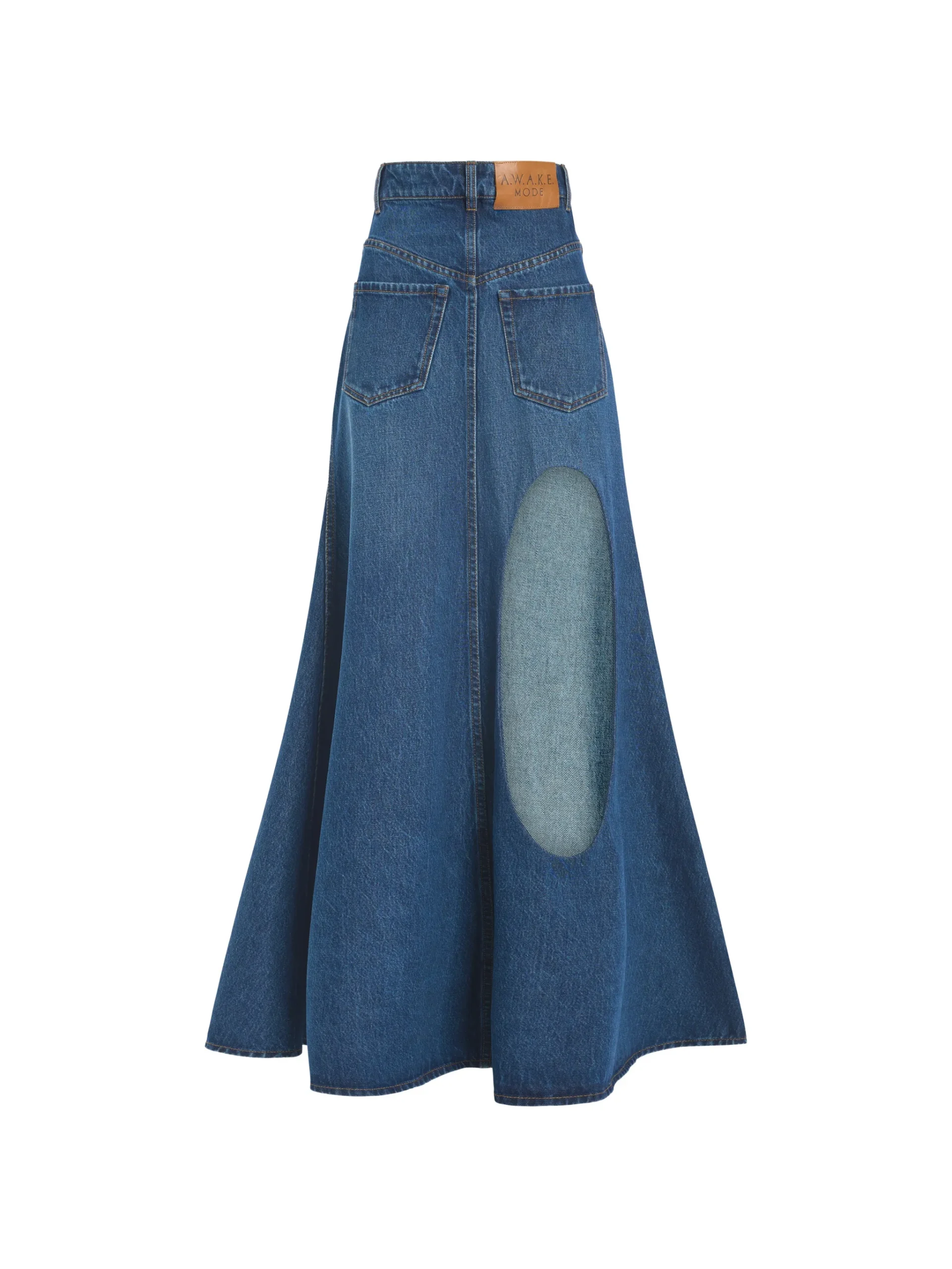Fusta maxi A.W.A.K.E. Mode Flared Denim albastru