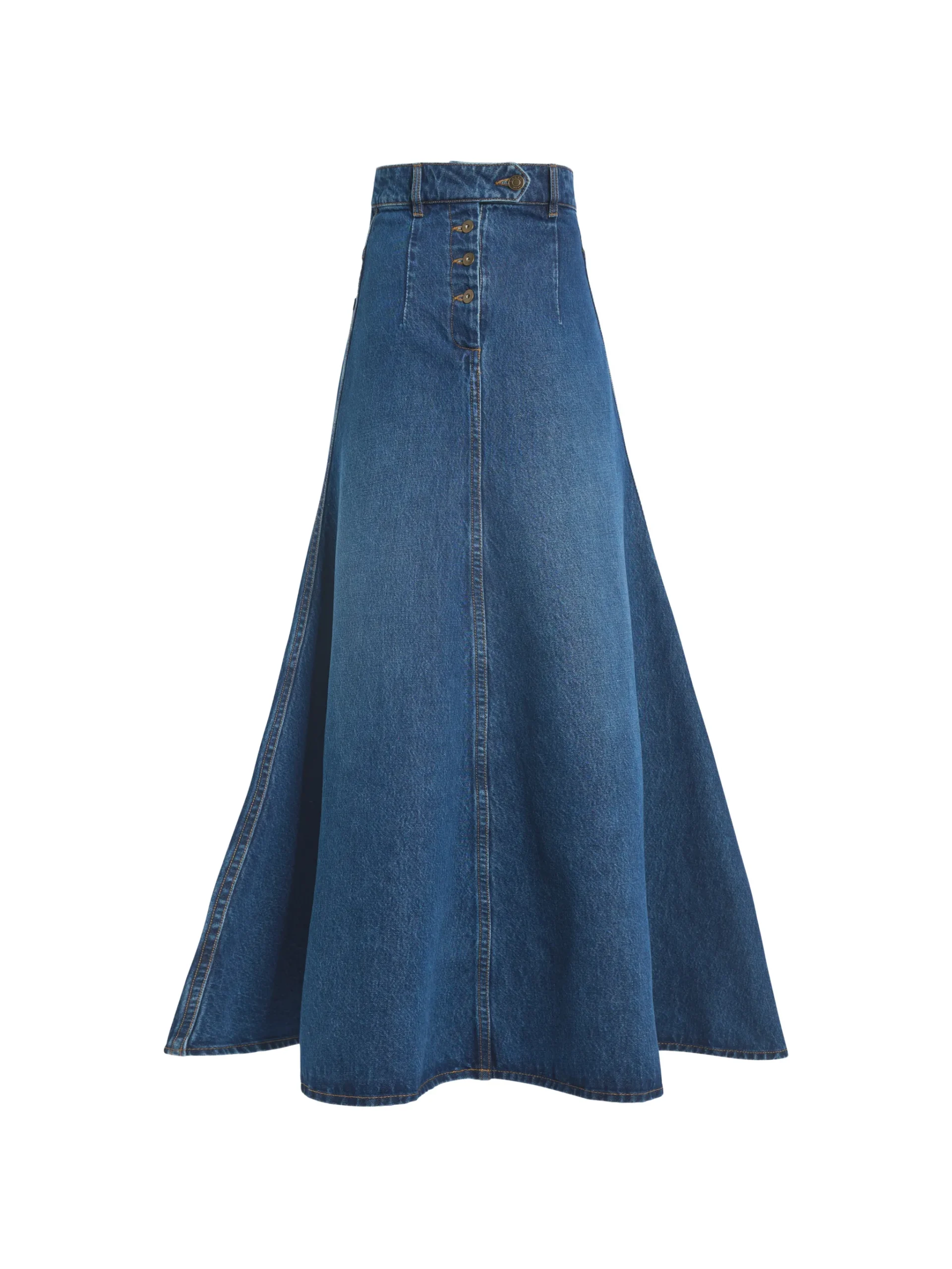 Fusta maxi A.W.A.K.E. Mode Flared Denim albastru - imagine 2