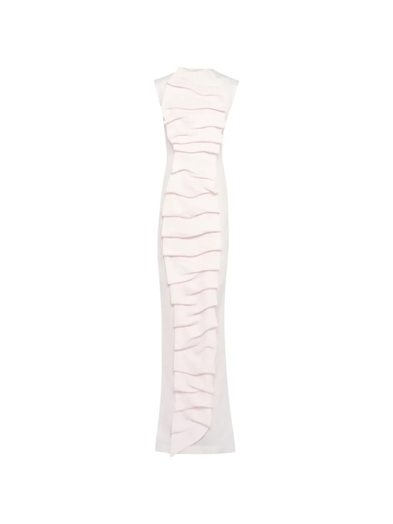 Rochie maxi A.W.A.K.E. Mode Ruffled alb
