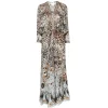 Rochie maxi Camilla Twist-Front Leopard-Print V-neck bej