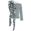 Top A.W.A.K.E. Mode Ruffled-Detail Striped-Pattern bleumarin