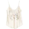 Top Camilla floral-print lace-trim tank bej