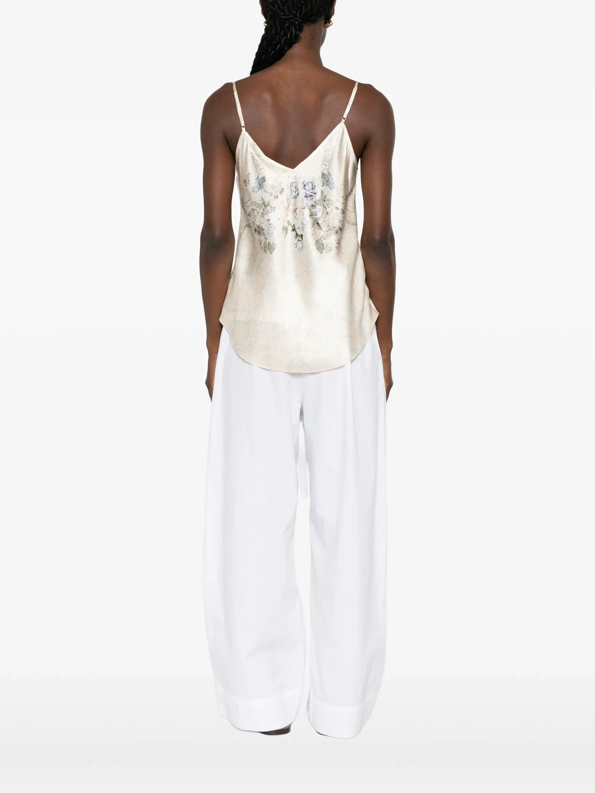 Top Camilla floral-print lace-trim tank bej - imagine 4