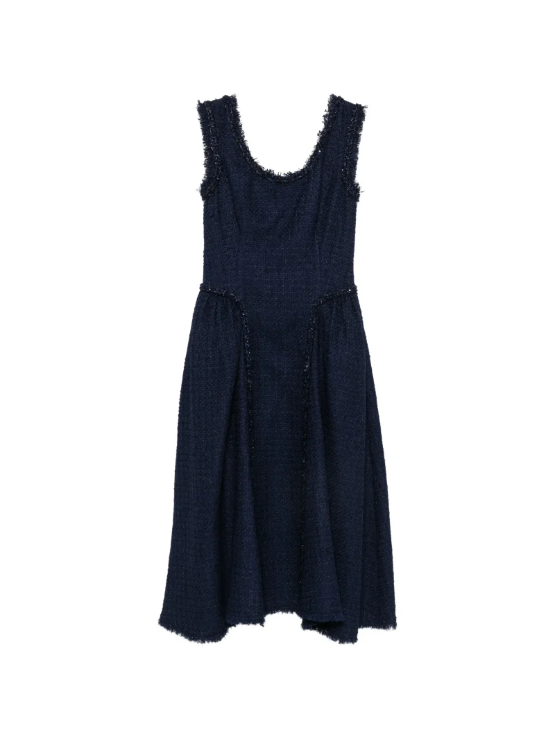 Rochie Self-Portrait bouclé-texture albastru