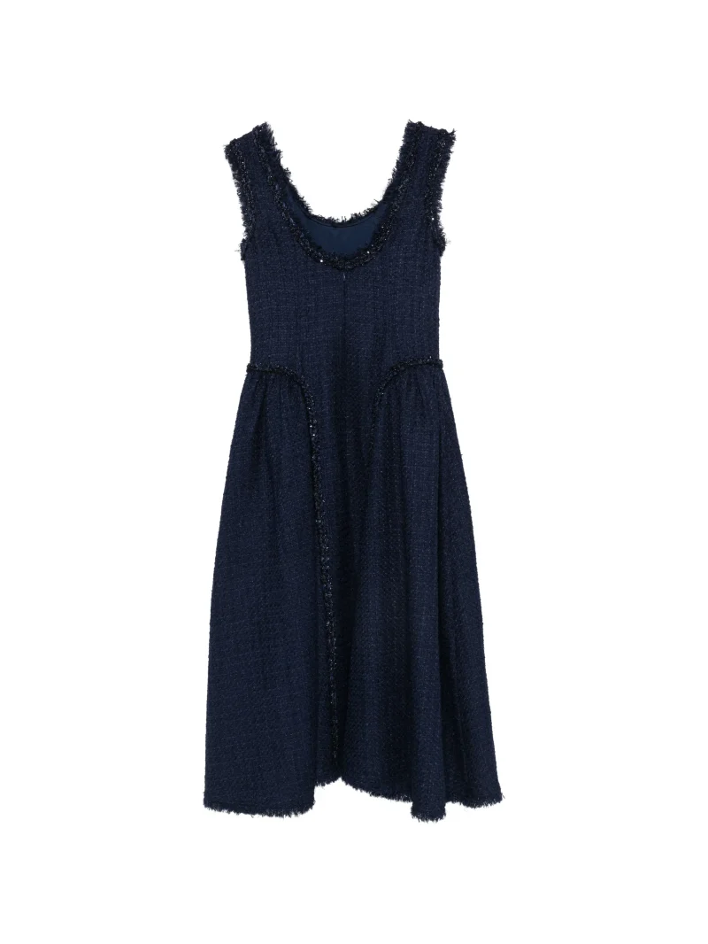 Alternative view of Rochie Self-Portrait bouclé-texture albastru