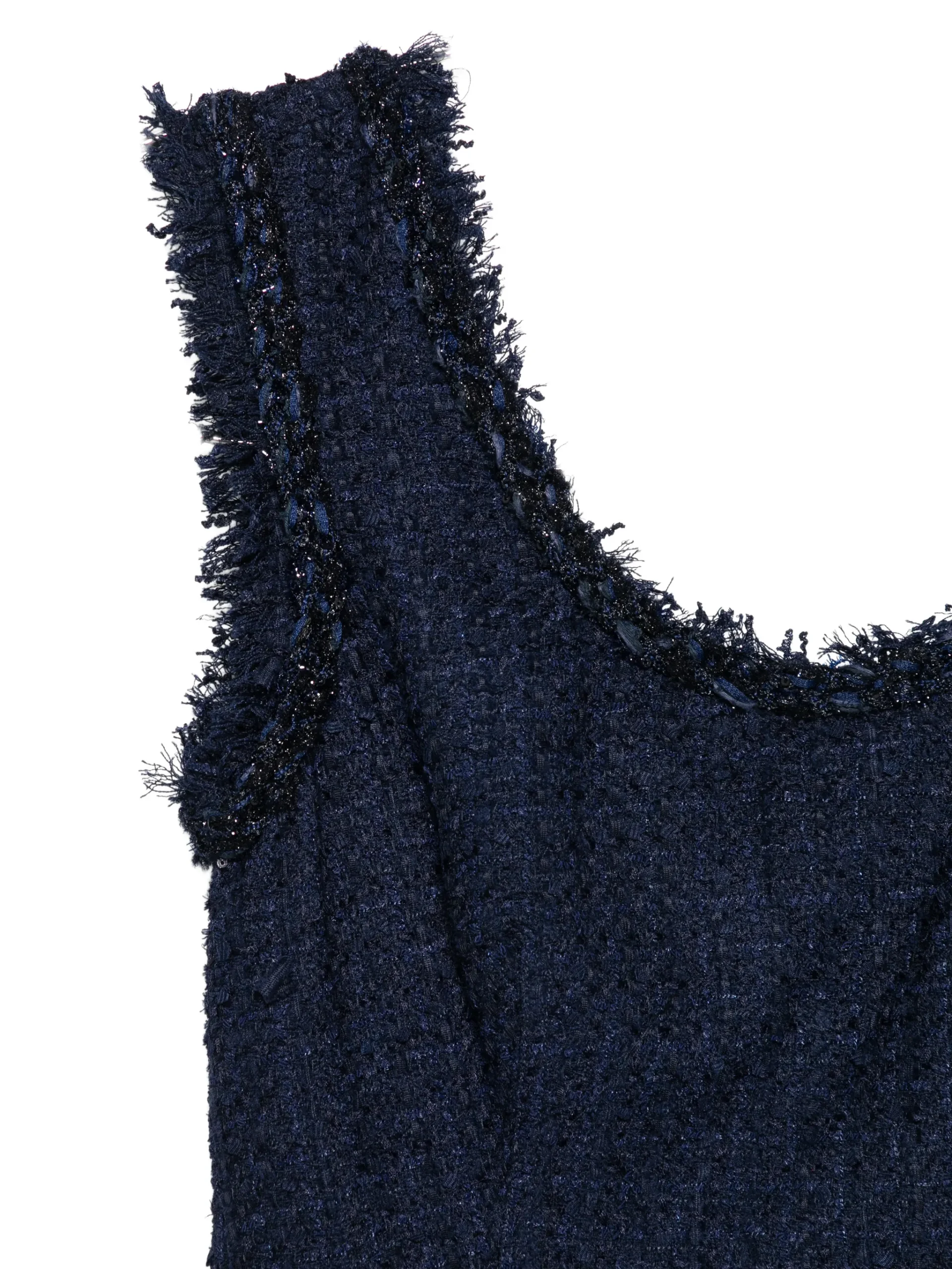Rochie Self-Portrait bouclé-texture albastru - imagine 3