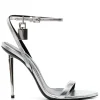 Sandale TOM FORD padlock-detail metallic argintiu