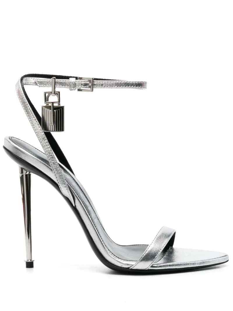 Sandale TOM FORD padlock-detail metallic argintiu