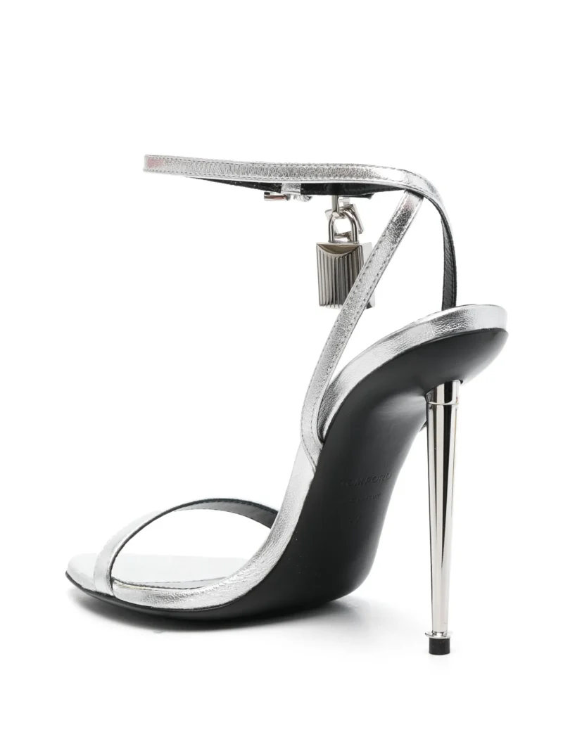 Sandale TOM FORD padlock-detail metallic argintiu - imagine 4