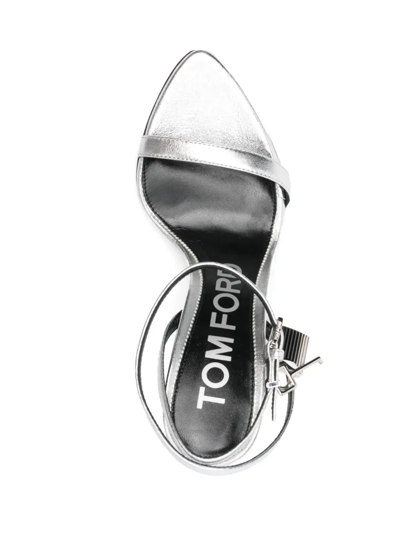 Sandale TOM FORD padlock-detail metallic argintiu - imagine 3