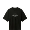 Tricou Axel Arigato logo-embroidered dropped-shoulder negru