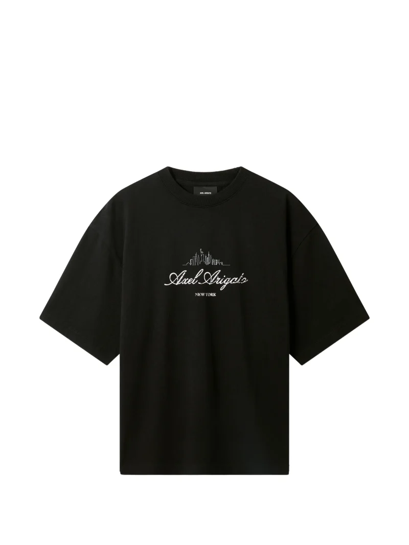 Tricou Axel Arigato logo-embroidered dropped-shoulder negru