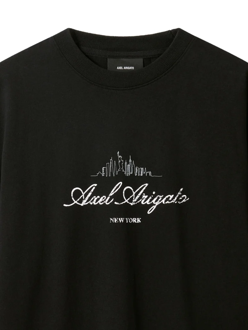 Alternative view of Tricou Axel Arigato logo-embroidered dropped-shoulder negru