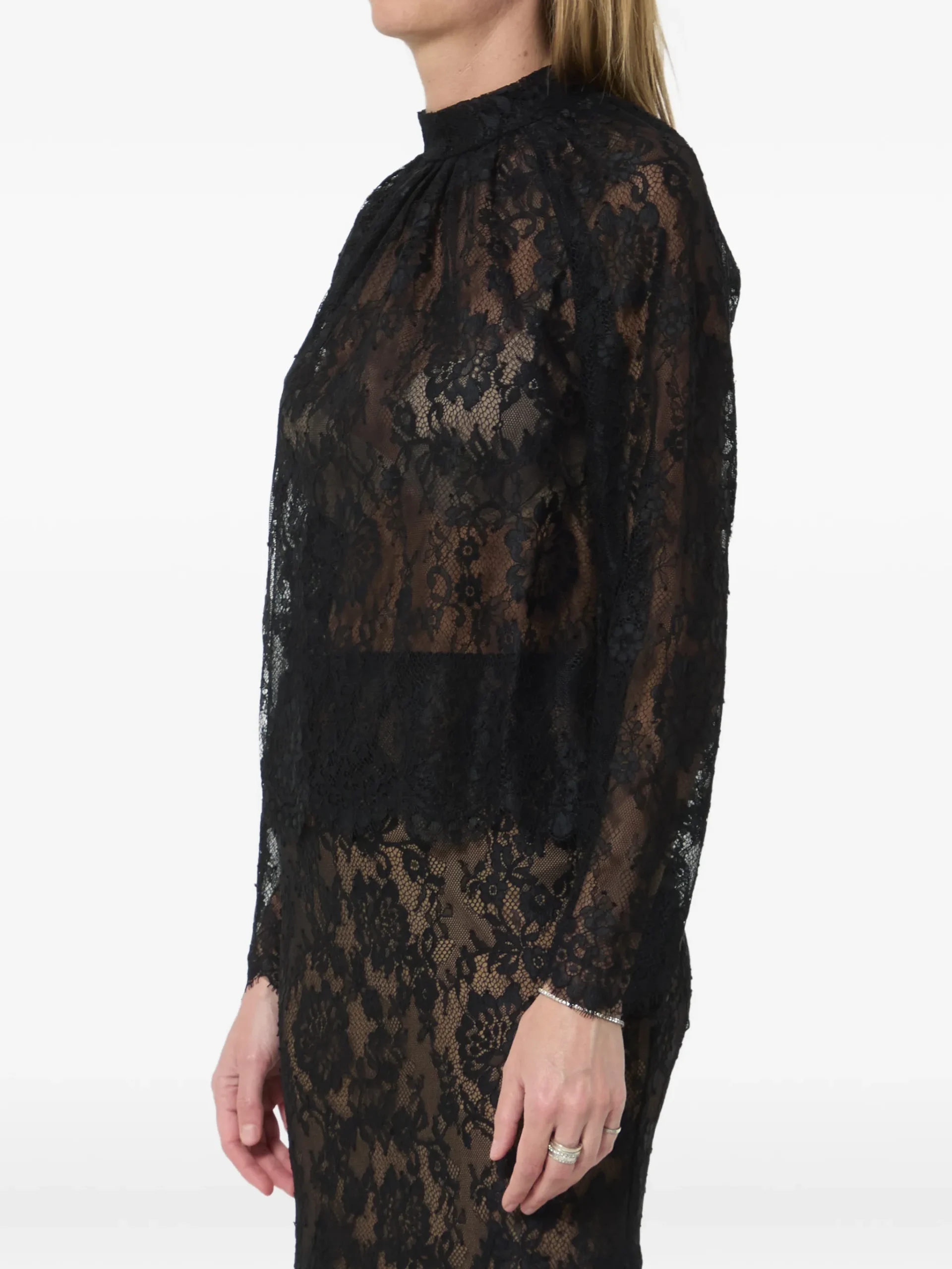 Bluza Self-Portrait Laced negru - imagine 4